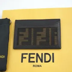 FENDI ダイアゴナル ズッカ柄 マネークリップ FFロゴ カードケース 黒
