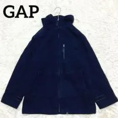 GAP フリース ジャケット フード ネイビー 厚手 ジップアップ 防寒 XXL