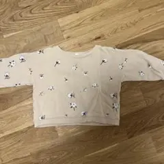 オーガニックズー　花柄トレーナー 裏起毛　ベージュ