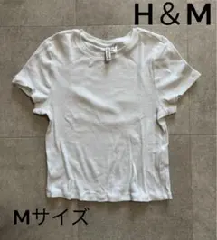 H&M DIVIDED 白 リブTシャツ Mサイズ