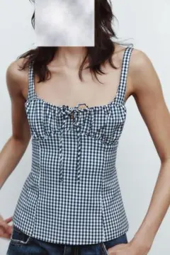 ギンガムチェックノースリーブトップス
