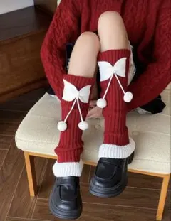 レッグウォーマー レッド ホワイト SHEIN 赤