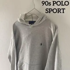 90sPOLOSPORTポロスポーツラルフローレンスウェットパーカーLグレー灰