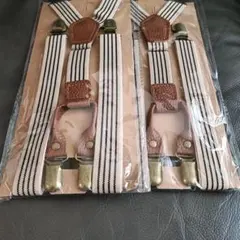 サスペンダー ２個　ストライプ　メンズ 伸縮　 Y型　フォーマル　カジュアル