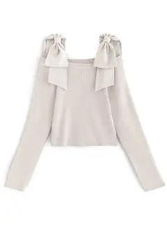 GRL グレイル　オフショルダーリボンストラップニットトップス