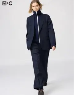 ユニクロ　UNIQLO C イージーワイドパンツ ネイビー Sサイズ