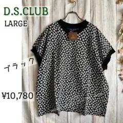 D.S.CLUB/ドラッグストアーズ★襟袖ニットのぽこぽこ生地花柄チュニック★黒のサムネイル