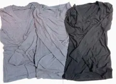 丸首　無地長袖シャツ　3枚セット★レディース　伸縮　サイズL　グレー　黒