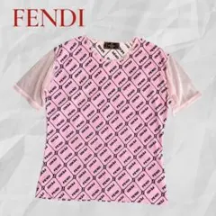 FENDI mare 総柄 ロゴ 半袖 Tシャツ ピンクのサムネイル