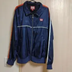 オニツカタイガー★刺繍ロゴ 切替 中綿 ナイロンジャケット ネイビー L JACKET&BLOUSON オニツカタイガー☆刺繍ロゴ 切替 中綿 ナイロン