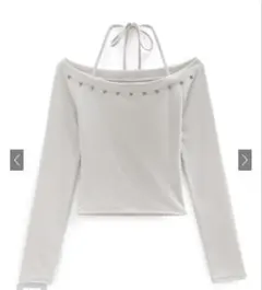 ホルターネックスタッズオフショルダートップス[pm615]