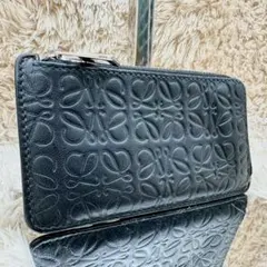 【美品】ロエベ フラグメントケース アナグラム ブラック レザー レディース