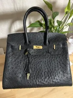 牛革 オーストリッチ型押し ハンドバッグ