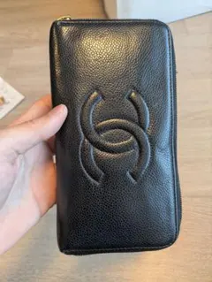 【新品・未使用】CHANEL ノベルティ三つ折り財布 キャビアスキン 人気♡ 新品・未使用】CHANEL ノベルティ三つ折り財布 キャビアスキン 人気