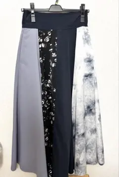 HARE MIXフレアスカートF ロングスカート ネイビー グレー シフォンのサムネイル