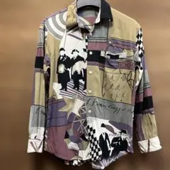 アートシャツ　総柄シャツ　柄シャツ　ヴィンテージ　ポリシャツ　レーヨンシャツ