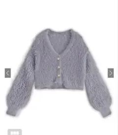 ショート丈パールボタンシャギーニットカーディガン　GRL
