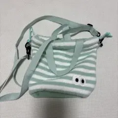 DAISO ギョロ目巾着ショルダートートバッグ　ミントグリーン