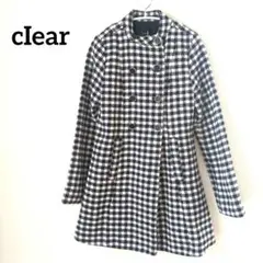 【新品タグ付き】クリア/レディースAラインコート/白黒チェック柄