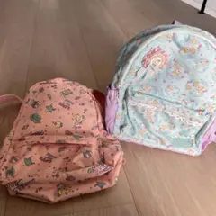 可愛いキャラクター柄リュック2点セット