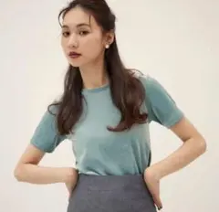 randeboo ベロア半袖Tシャツ カットソー グリーンのサムネイル