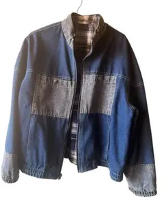 Lサイズリバーシブルデニムショート丈ジャケットチェック