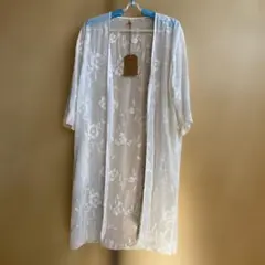 soulberry 花柄刺繍ロングカーディガン　ホワイト✖️ホワイトのサムネイル