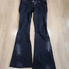 クリスタルゼブラ コーティング フレアパンツ ベルボトム Lサイズ 