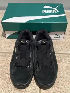 PUMA ブラック スウェード 紐なし スニーカー 24cm
