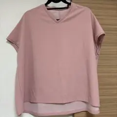 STYLE DELI スタイルデリ Vネック 半袖カットソー ピンク Fのサムネイル