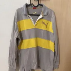 Puma 長袖ポロシャツ グレー/イエロー