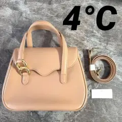 【美品】4℃ ベージュ 2way ハンドバッグ レザー