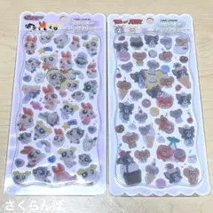 【正規品】トムとジェリー パワパフ フロッキードロップステッカー 2種類セット