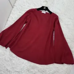 PLSTプラステ★デザインニット★クルーネック丸首★赤★長袖★カットソー