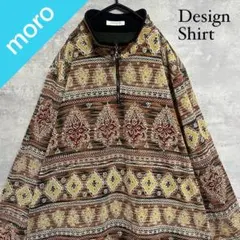 No.1580 VINTAGE 古着 ハーフジップ プルオーバー 総柄シャツ