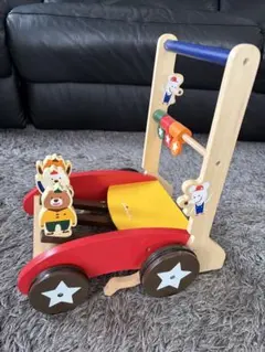 幼児 手押し車 木製 ベビー ハンドカー カタカタ 昭和レトロ レア