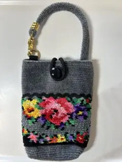 FEILER 花柄刺繍 グレー バッグ