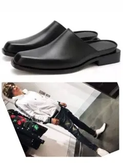 Gackt様専ブラックレザードレスシューズ ポインテッドトゥ TETEHOMME｜テットオム ウィングチップ カウレザー ドレスシューズ