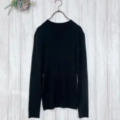 ☆シネマクラブ/CINEMA CLUB (L) 黒 長袖セーター リブ編み