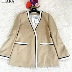 新品タグ付きティアラ♡ノーカラージャケット　ロング丈　シルク　ゆったりのサムネイル