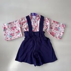 【お値下げ中】花柄トップスと袴ロンパース 80