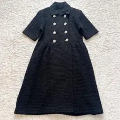 タグ付 2026年春夏 ルルウィルビー　ツイードニットワンピース　ボタンビジュ