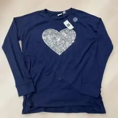 【タグ付き新品150】GAP KIDS ハートスパンコールビーズ長袖カットソー