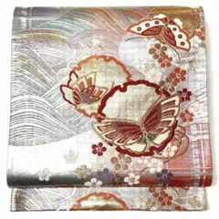 V1424 ●高級 正絹 唐織 六通 袋帯 蝶々