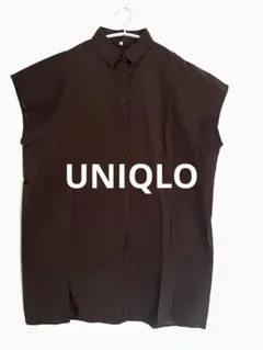 UNIQLO ロングシャツワンピース ブラウン ノースリーブ ナチュラル