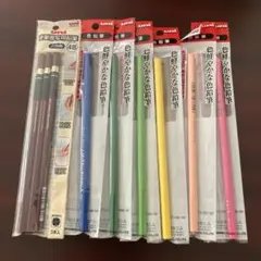 UNI硬筆書写用鉛筆 4B 色鉛筆 青、緑、黄緑、黄、うすだいだい、桃