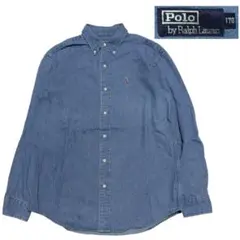 90s ラルフローレン　デニムシャツ　カラーポニー　サイズ170