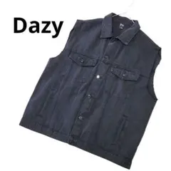 美品 DAZY デニムベスト ブラック 黒 L相当 オーバーサイズ 春