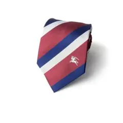 1061 Burberryバーバリー　イギリス製　ネクタイ　ストライプ　赤