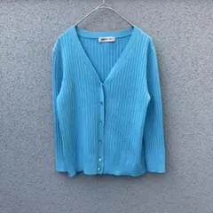 2669【アプワイザーリッシェ】2♡リブVネック カーディガン 長袖 ブルー系